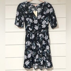 NEW Band of Gypsies Black Floral Short Sleeve Dress Size S